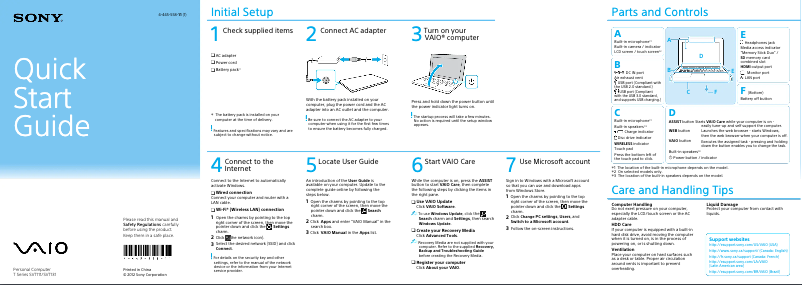 Página 1 del manual Guía de instalación Sony Vaio Tab 13 SVT13125CXS
