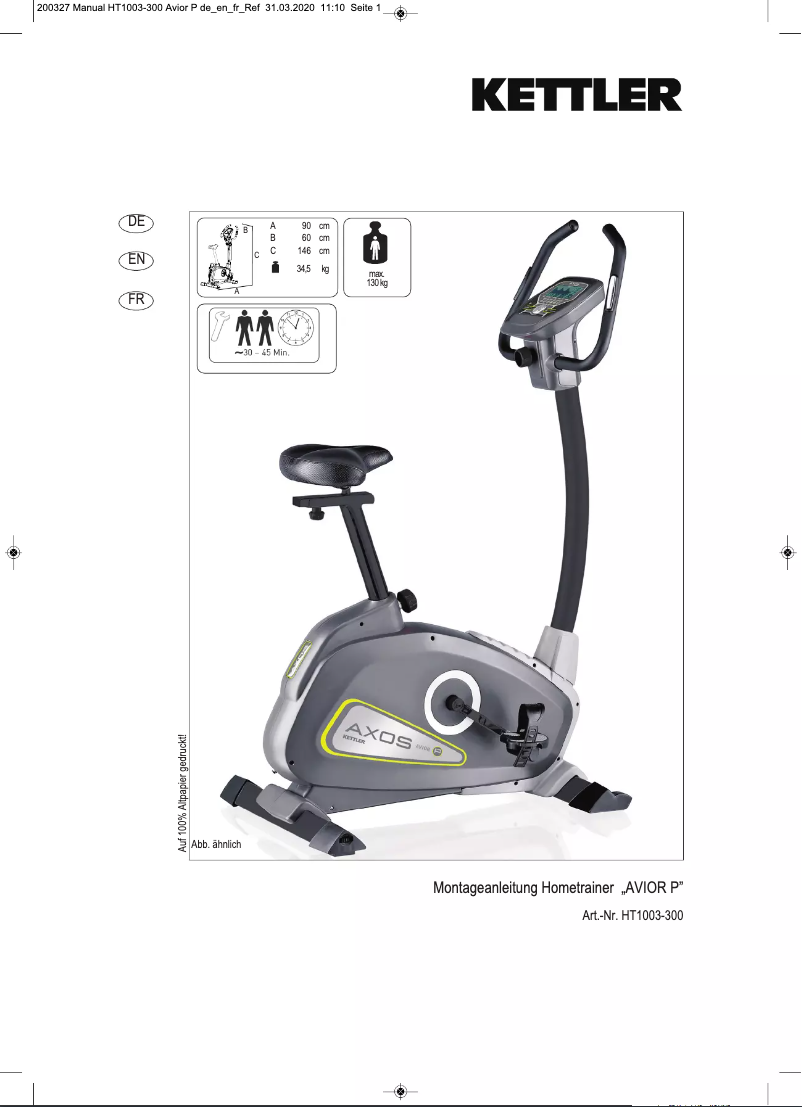 Page 1 of the manual User Manual Kettler Axos Avior P