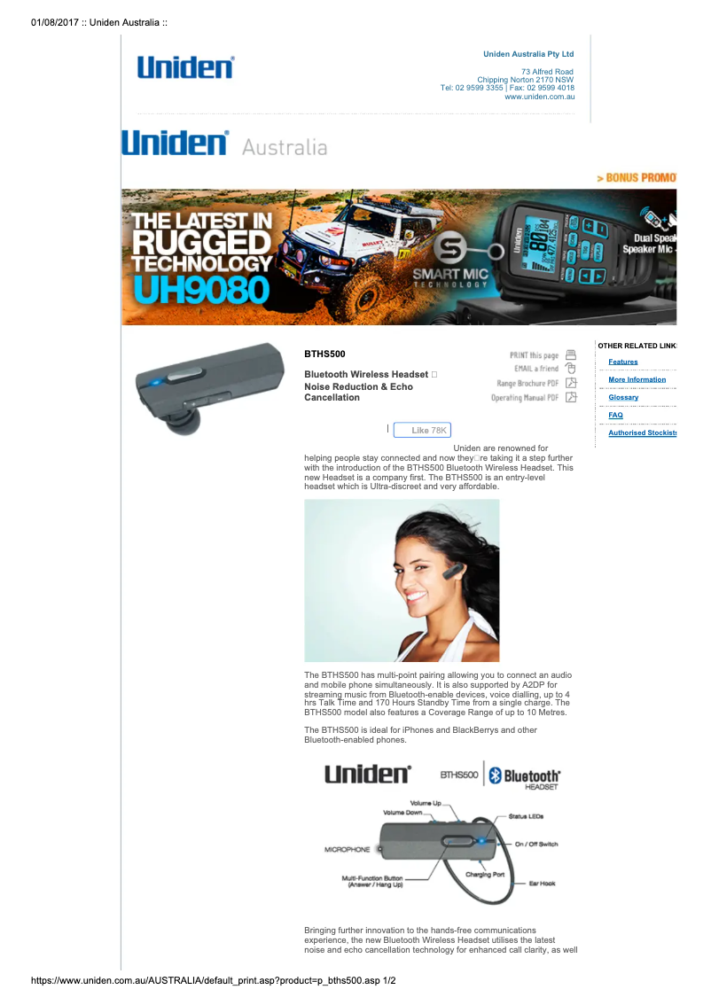 Image de la première page du manuel de l'appareil BTHS 500