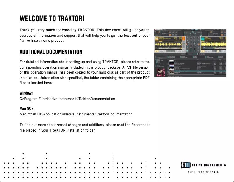 Image de la première page du manuel de l'appareil Traktor Scratch Pro