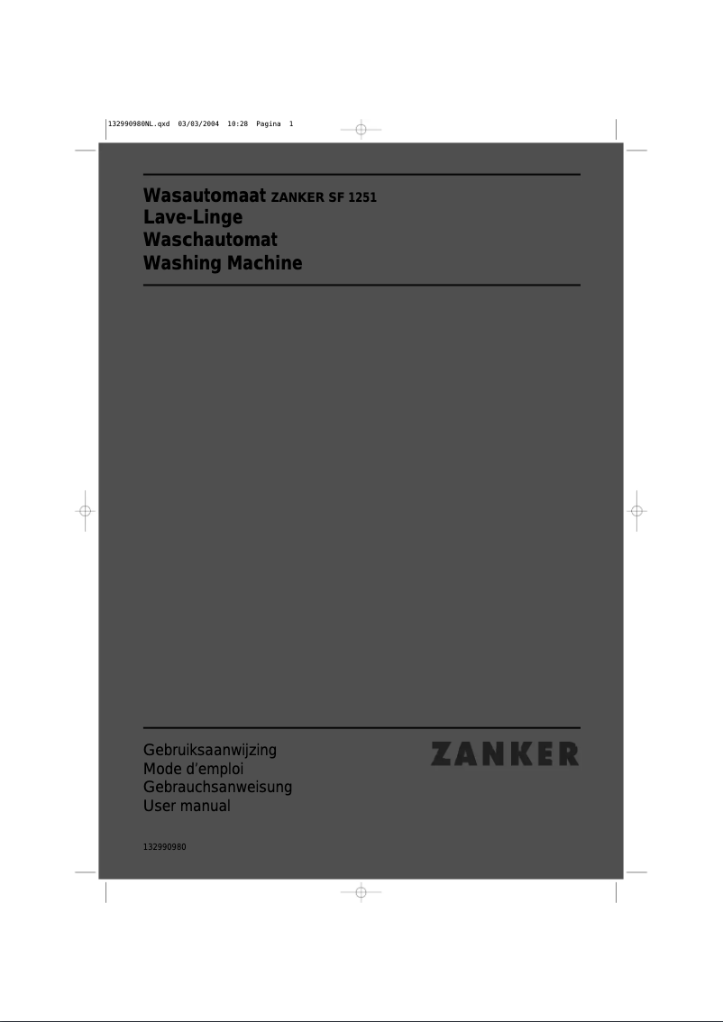 Page 1 de la notice Manuel utilisateur Zanker SF1251