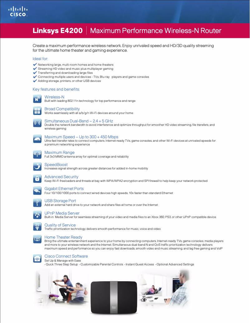 Page n°1 - Fiche technique Linksys E4200