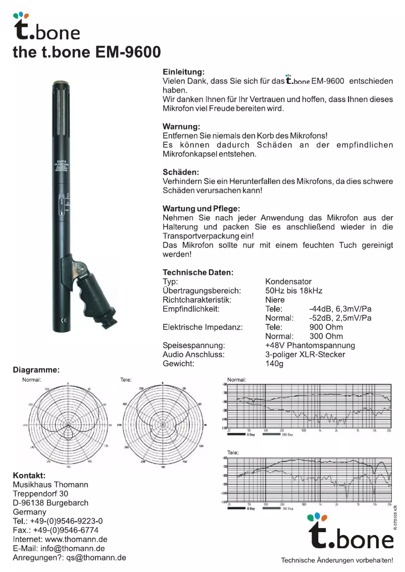 Page n°1 - Manuel utilisateur the t.bone EM-9600