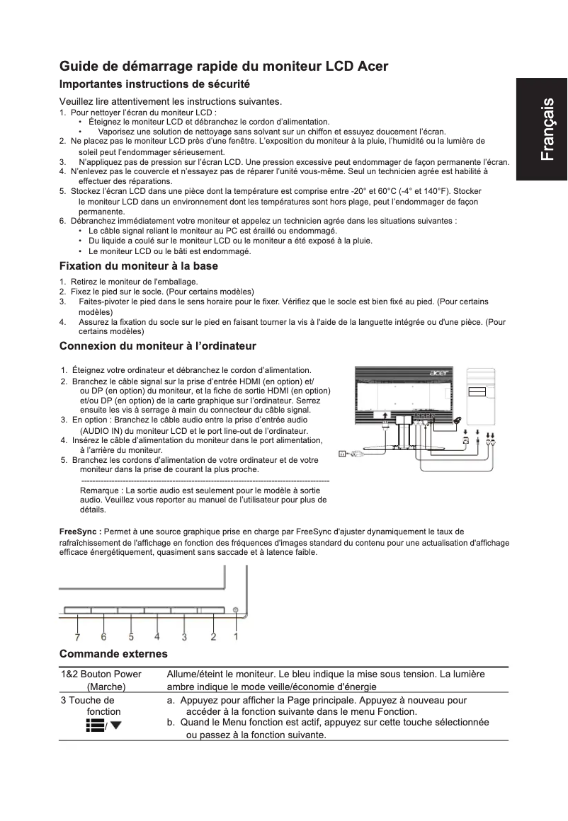 Image de la première page du manuel de l'appareil KG241Q