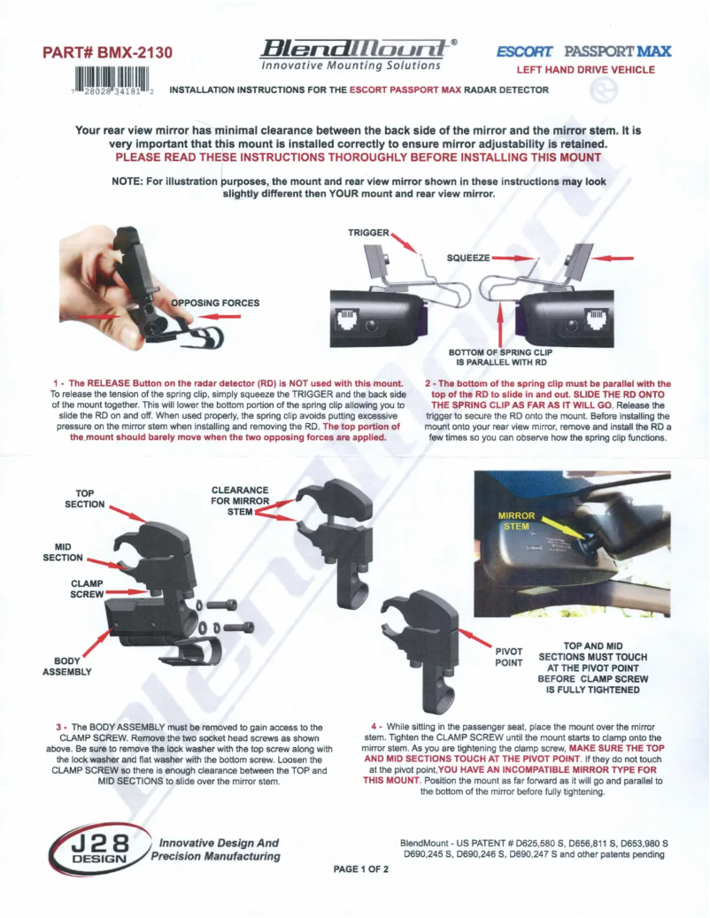 Page 1 de la notice Manuel utilisateur BlendMount BMX-2130