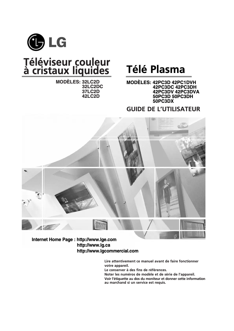 Page 1 de la notice Manuel utilisateur LG 50PC3D