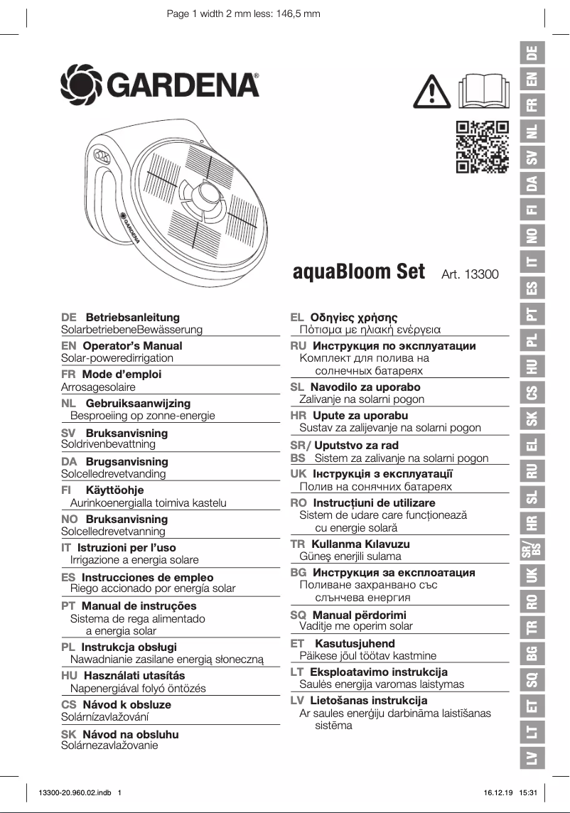 Image de la première page du manuel de l'appareil AquaBloom Set