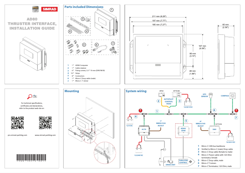 Page 1 de la notice Manuel utilisateur Simrad AD80