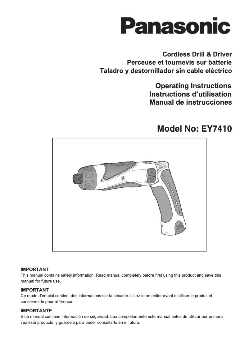Page 1 de la notice Manuel utilisateur Panasonic EY7450LR2S