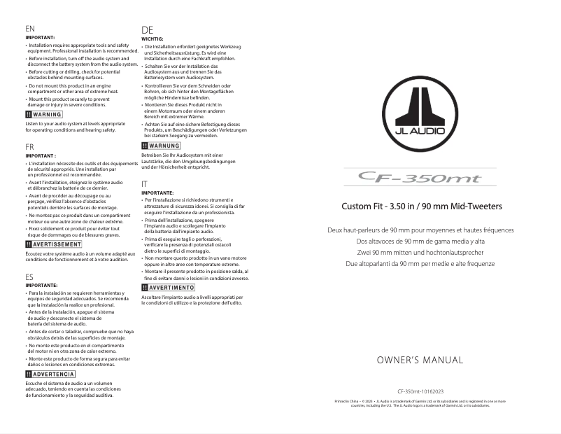 Image de la première page du manuel de l'appareil CF-350mt