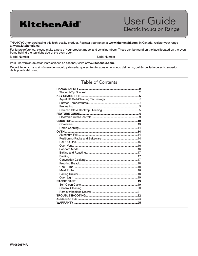 Page 1 de la notice Manuel d'utilisation et d'entretien KitchenAid KSIB900ESS