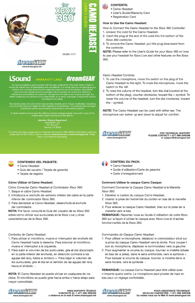 Page n°1 - Manuel utilisateur dreamGEAR DG360-1717