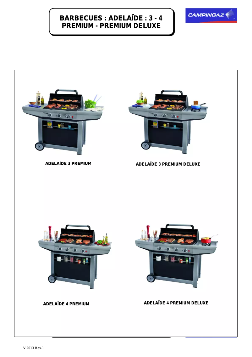Page 1 de la notice Manuel utilisateur Campingaz Adelaide 3 Deluxe Premium