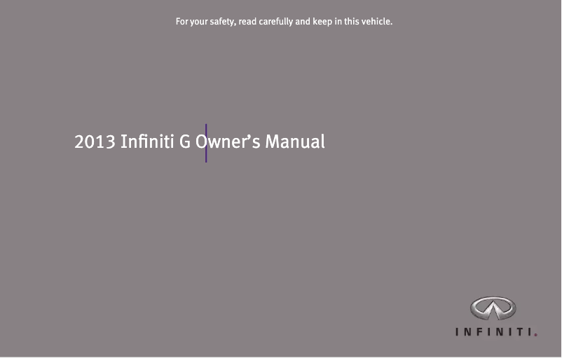 Page 1 de la notice Manuel utilisateur Infiniti G (2013)