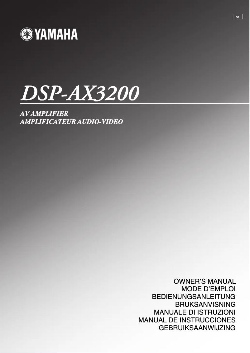 Page n°1 - Manuel utilisateur Yamaha DSP-AX3200