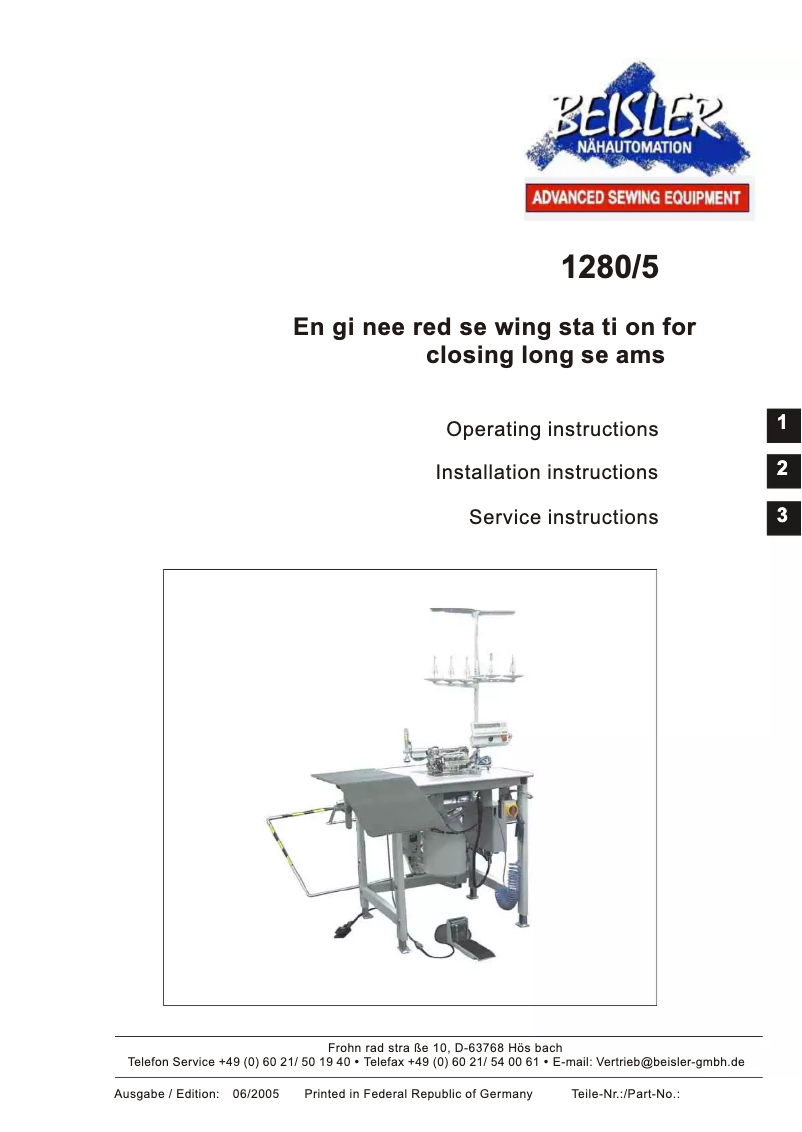 Page n°1 - Mode d'emploi Dürkopp Adler 1280-5