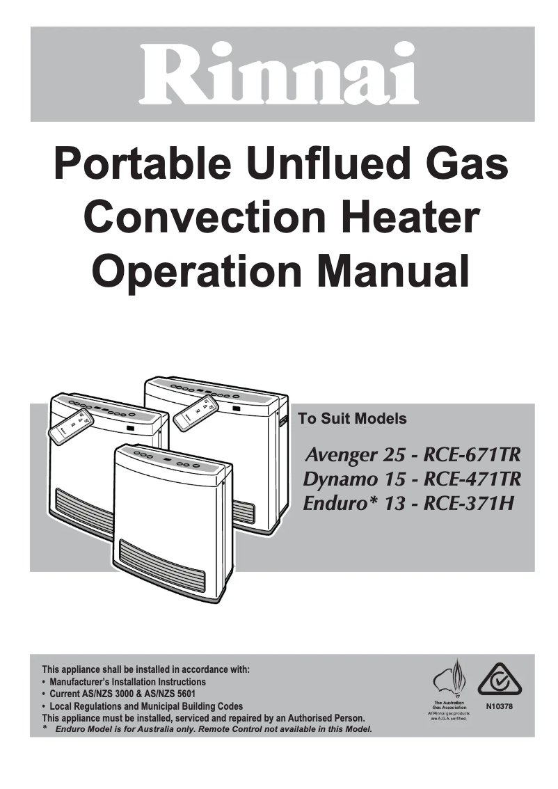 Page 1 de la notice Manuel utilisateur Rinnai Enduro 13 EN13N