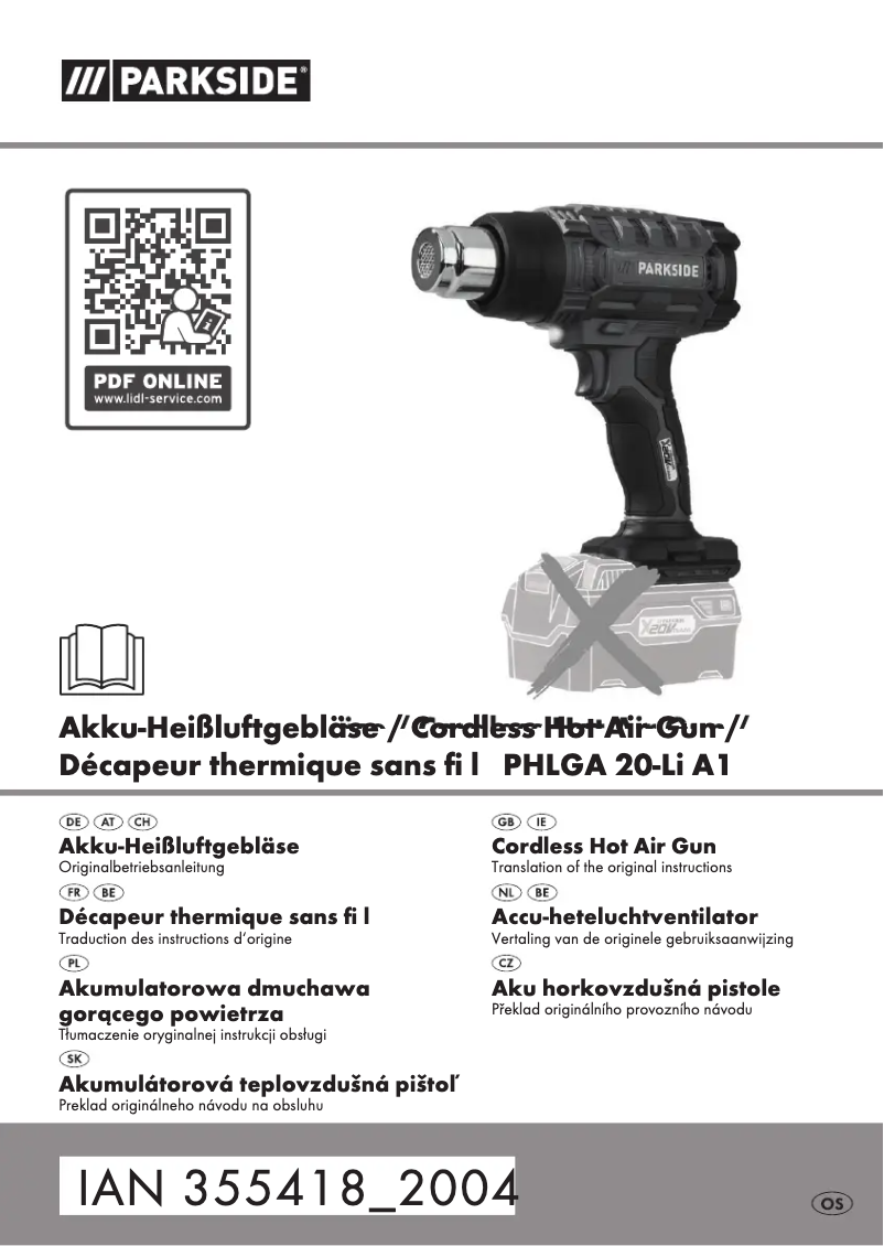 First page image of the manual for PHLGA 20-Li A1