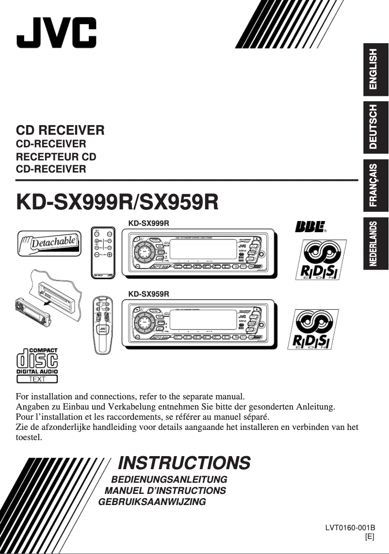 Imagen de la primera página del manual del dispositivo KD-SX959R