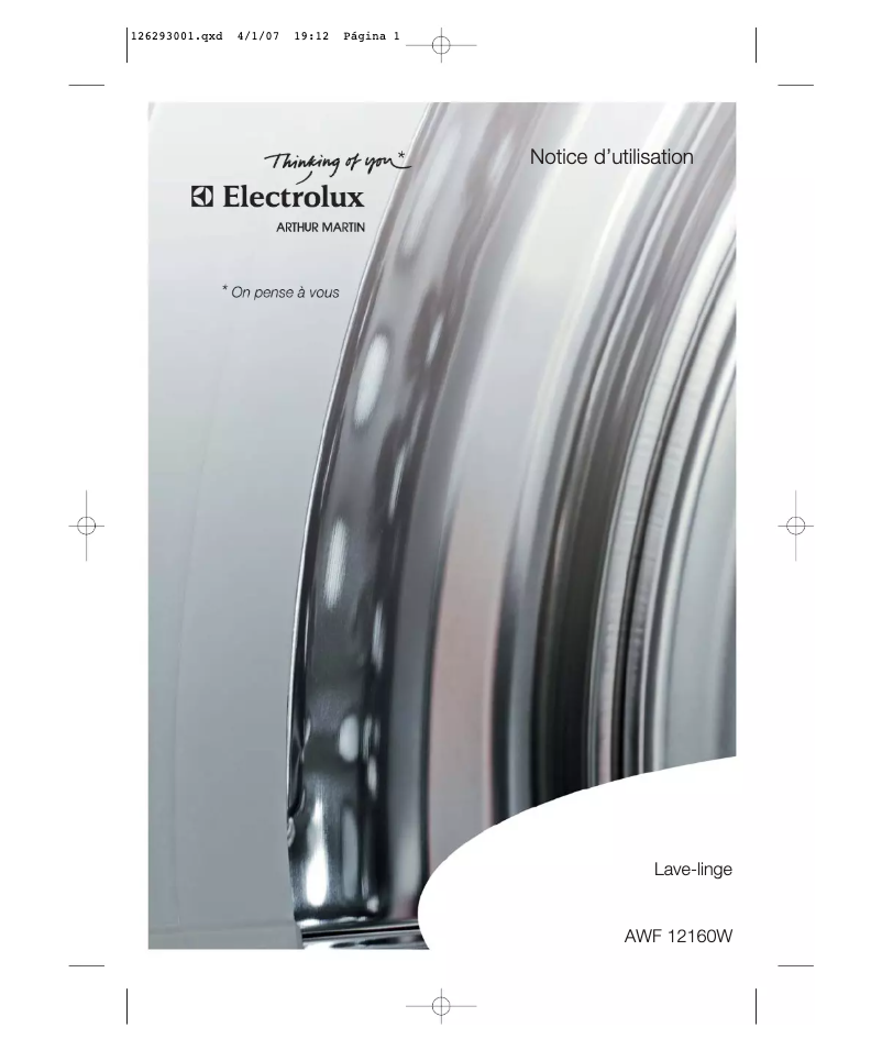Page 1 de la notice Manuel utilisateur Arthur Martin-Electrolux AWF 12160 W