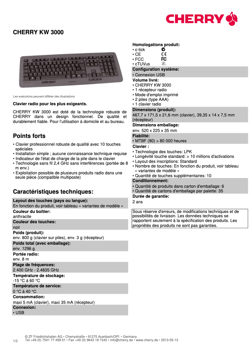 Image de la première page du manuel de l'appareil KW 3000