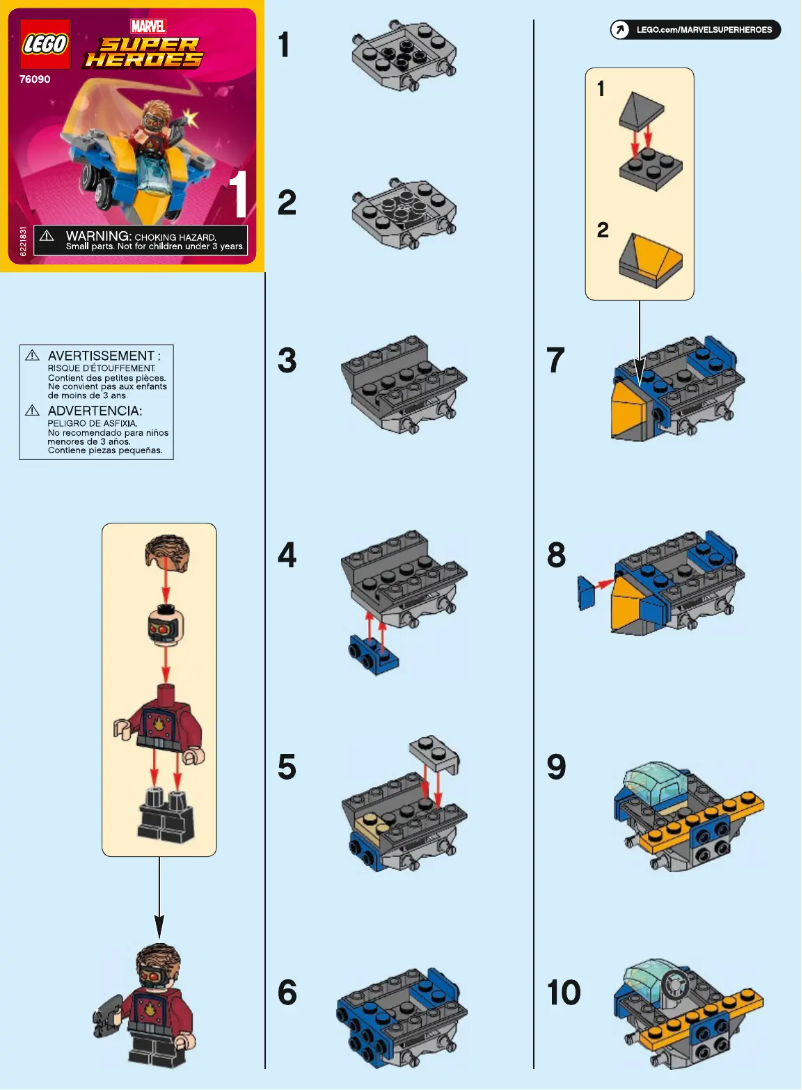 Page 1 de la notice Consignes visuelles Lego Marvel Super Heroes 76090
