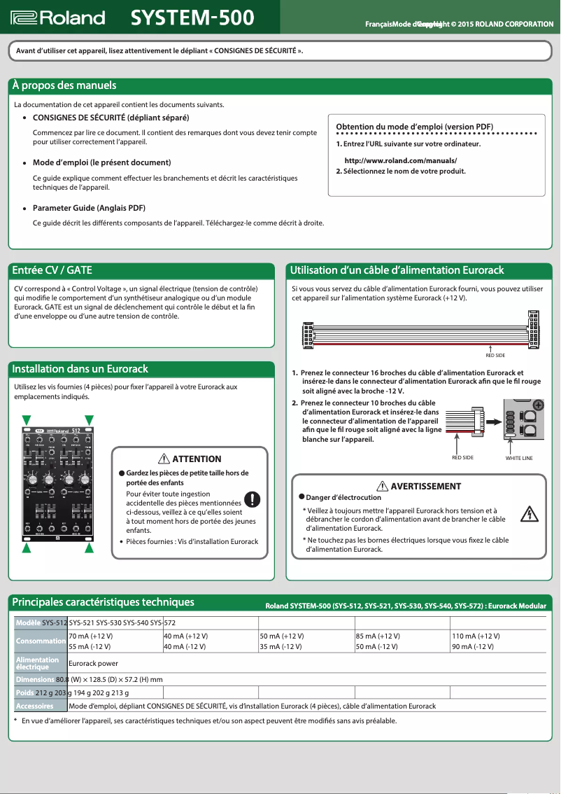 Image de la première page du manuel de l'appareil System-500 572