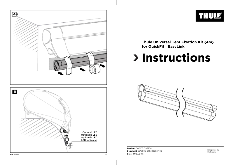 Page 1 de la notice Manuel utilisateur Thule Universal Tent Fixation Kit