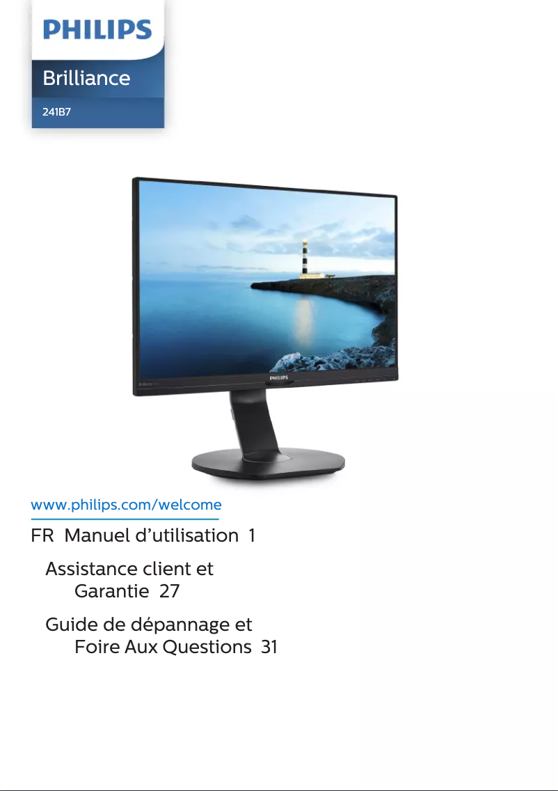 Page 1 de la notice Manuel utilisateur Philips Brilliance 241B7QPJKEB