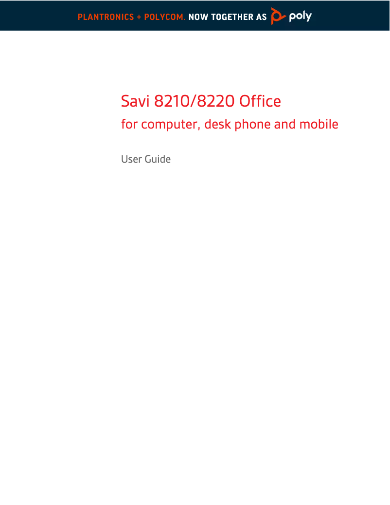 Page 1 de la notice Manuel utilisateur Plantronics Savi 8210