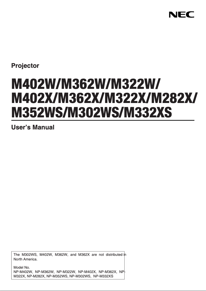 Page 1 de la notice Manuel utilisateur NEC NP-M402X