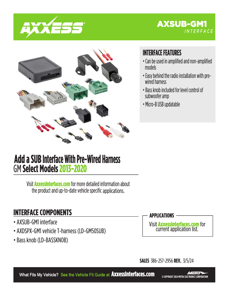 Página 1 del manual Ficha técnica AXESS AXSUB-GM1