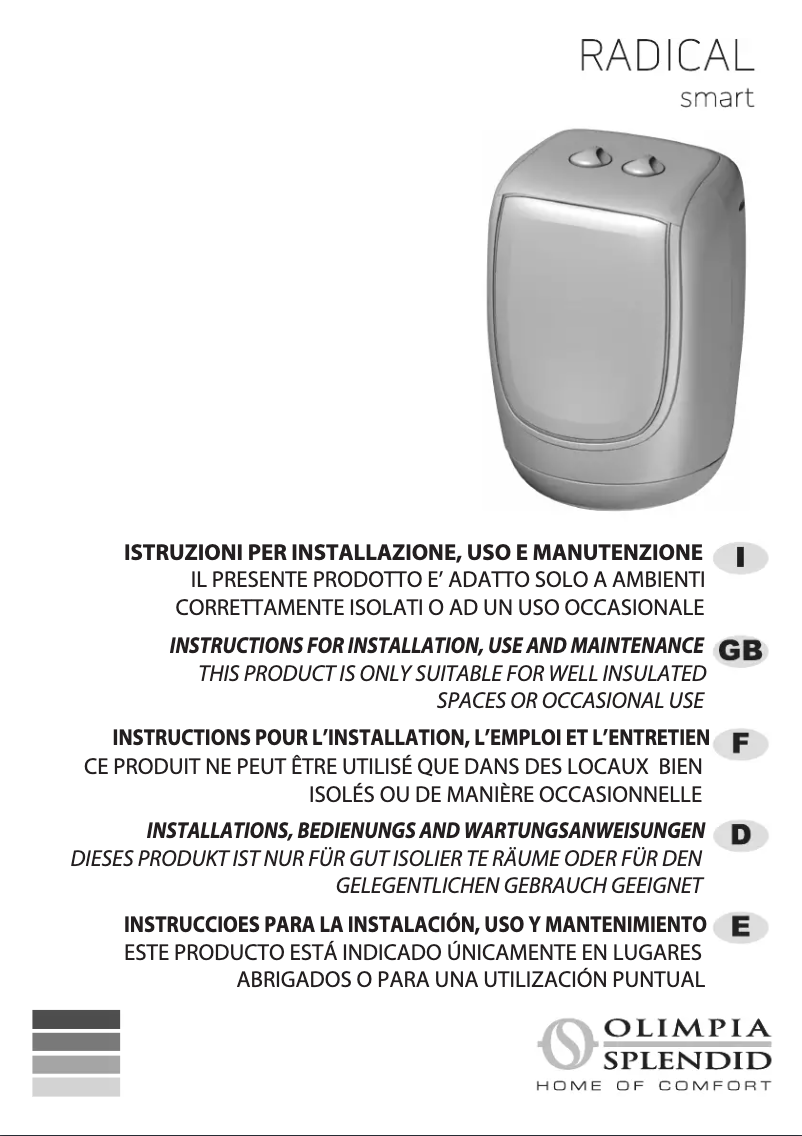 Page 1 de la notice Manuel utilisateur Olimpia Splendid Radical smart
