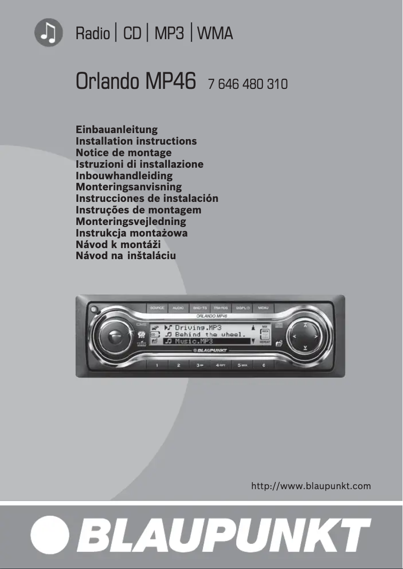 Page 1 de la notice Manuel utilisateur Blaupunkt Orlando MP46