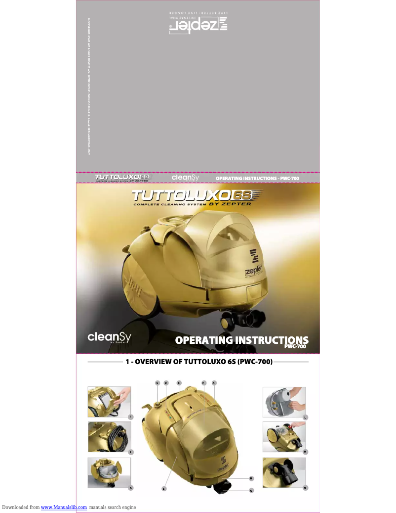 Page 1 de la notice Manuel utilisateur Zepter Tuttoluxo 6S cleanSy PWC-700