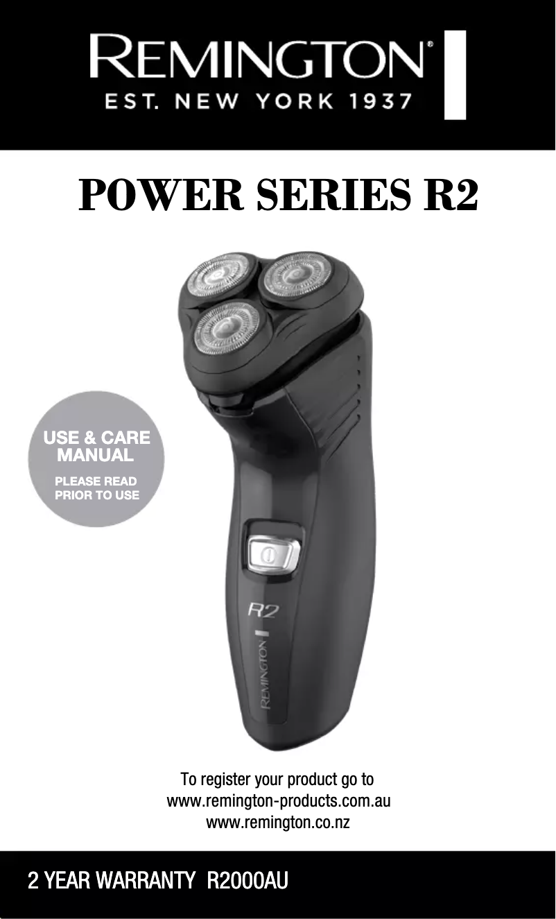 Page 1 de la notice Manuel utilisateur Remington Power R2 R2000AU