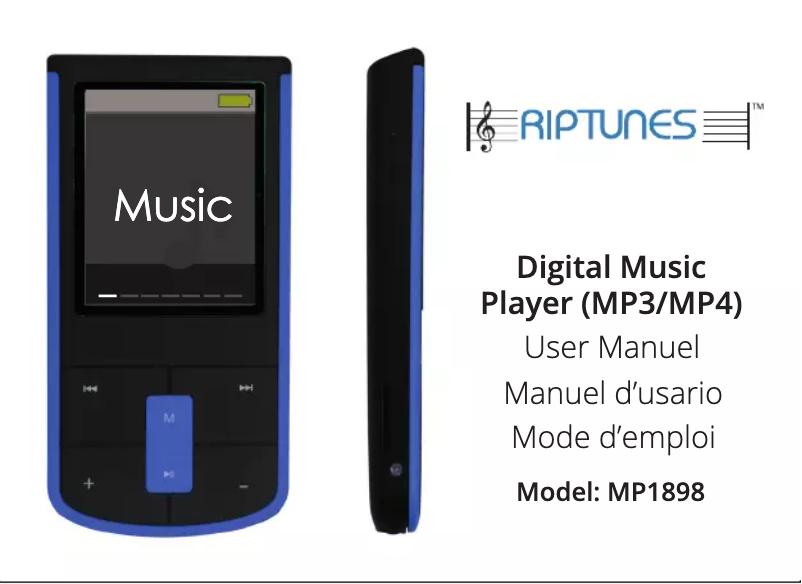 Page n°1 - Manuel utilisateur RIPTUNES MP1898