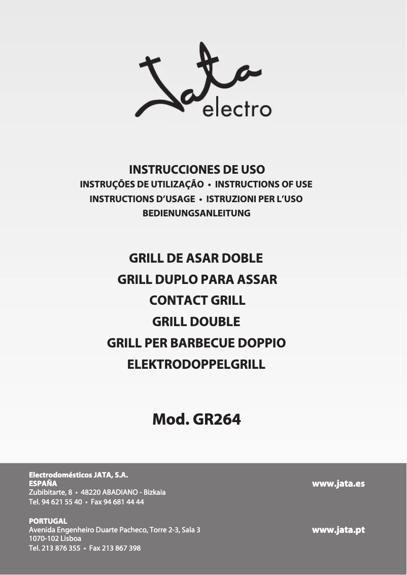Page 1 de la notice Manuel utilisateur Jata GR264