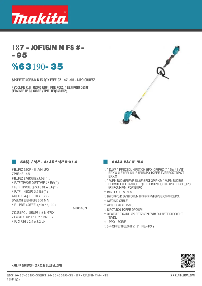 Page n°1 - Fiche technique Makita DUR190L
