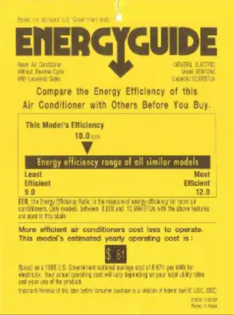 Page n°1 - Label énergétique GE Profile ASM12AB