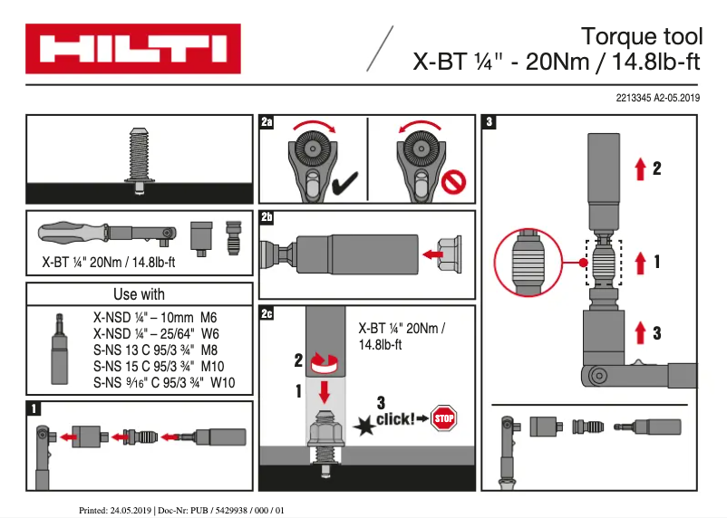 Page n°1 - Instructions / montage Hilti X-BT-MR M6