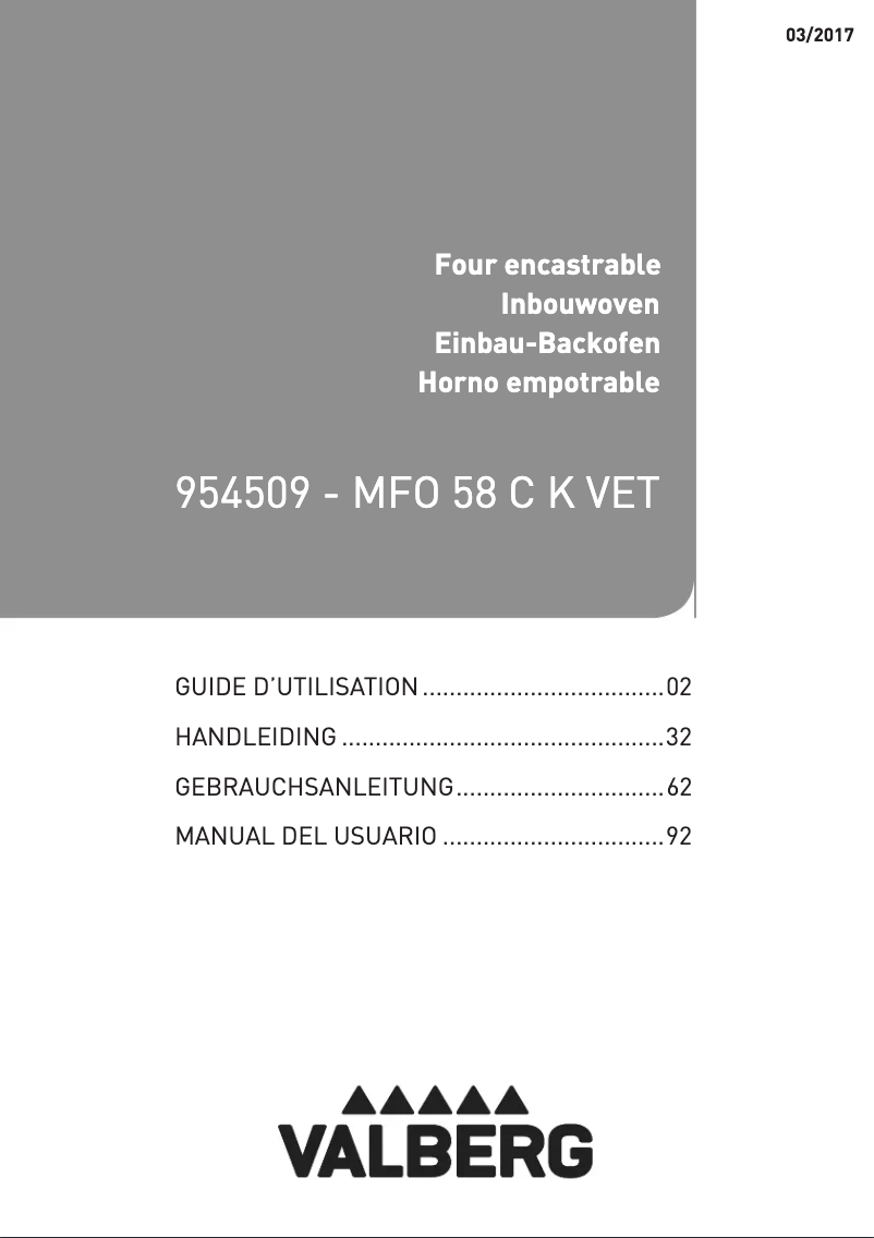 Page n°1 - Manuel utilisateur Valberg MFO 58 C K VET