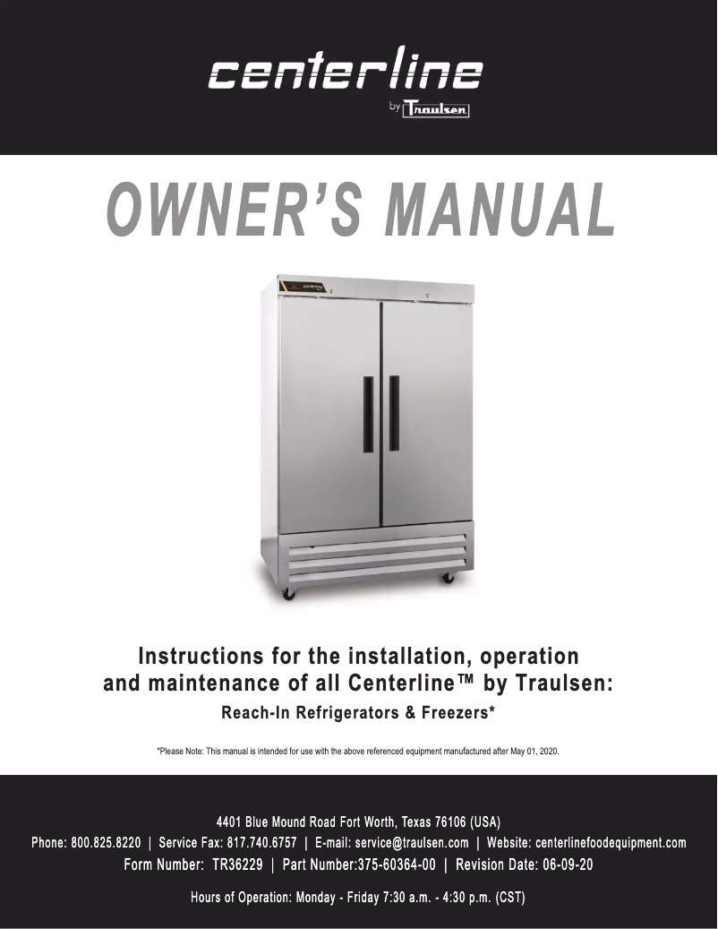 Page n°1 - Manuel utilisateur Traulsen CLBM49R-HS-LR