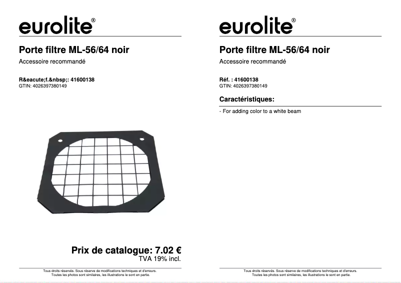 Page n°1 - Fiche technique Eurolite ML-56