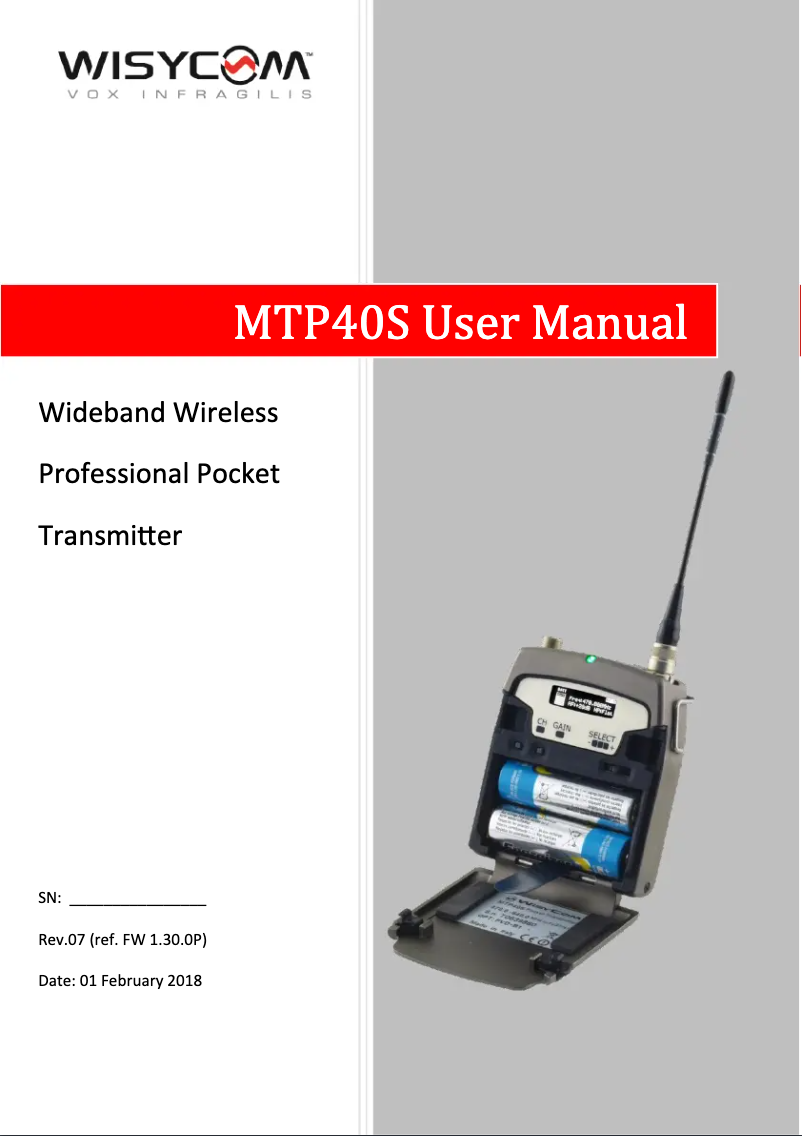 Page n°1 - Manuel utilisateur Audio-Technica MTP40S
