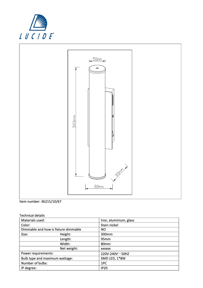 Página 1 del manual Manual de usuario Lucide Granel 36215/10/67