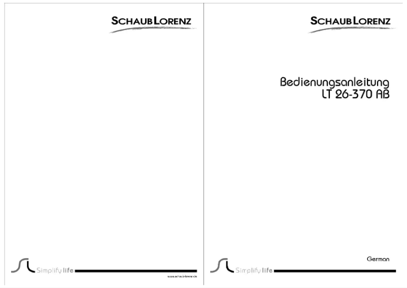 Page n°1 - Manuel utilisateur Schaub Lorenz LT26-370AB