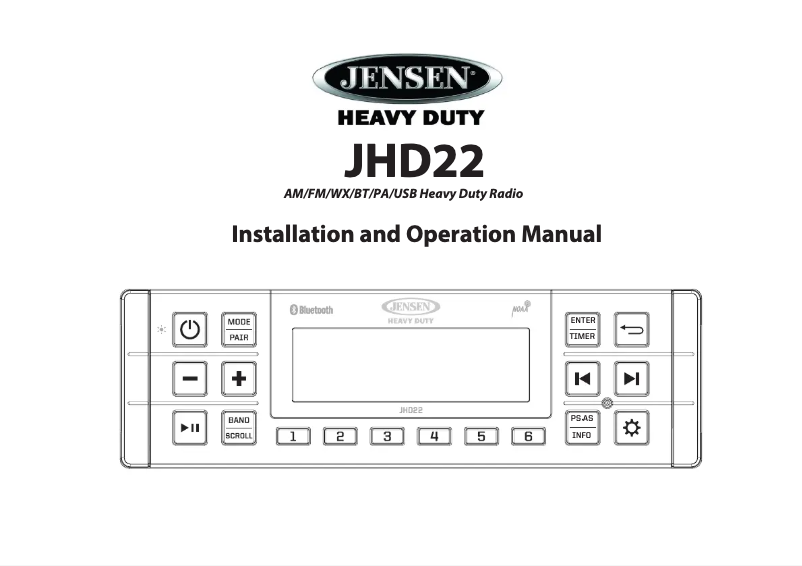 Page 1 de la notice Manuel utilisateur Jensen JHD22