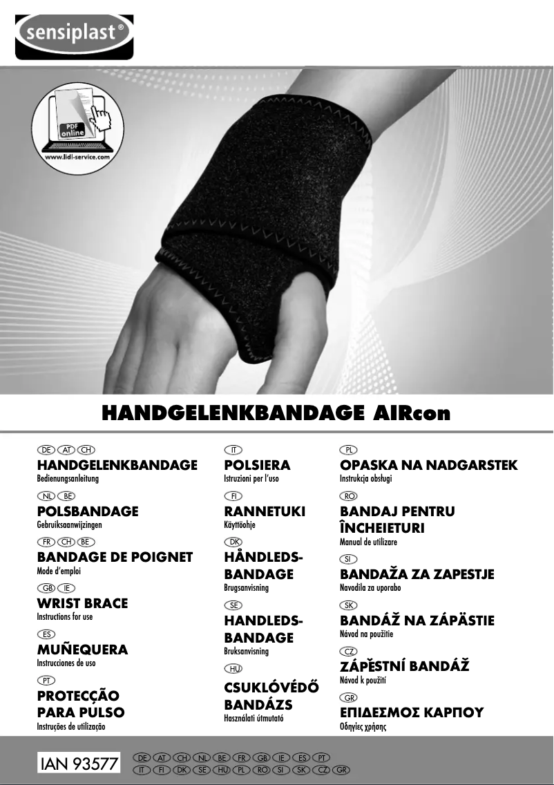 Page 1 de la notice Manuel utilisateur Sensiplast IAN 93577