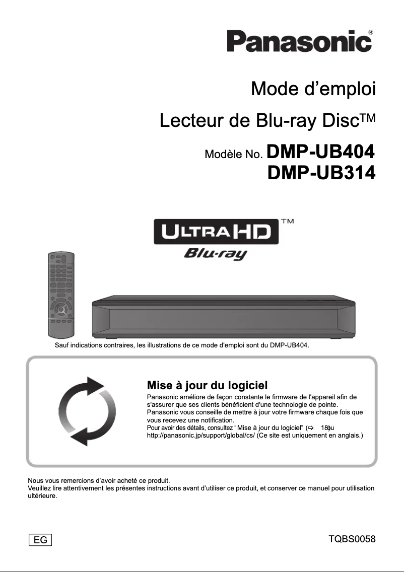 Page 1 of the manual User Manual Panasonic DMP-UB404
